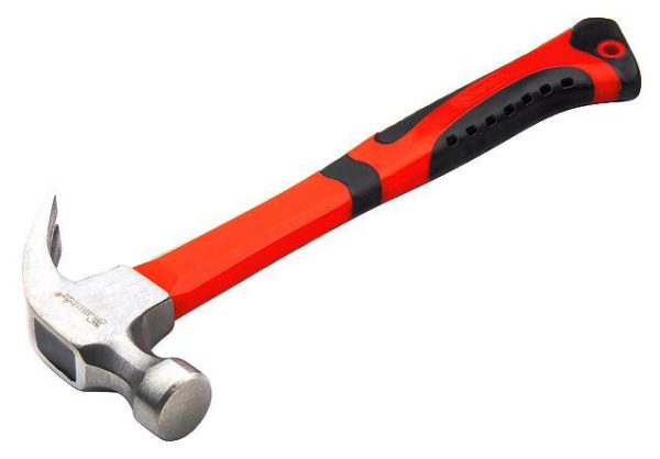 Молоток-гвоздодер 450г фиберглассовая ручка арт10450