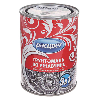 Грунт-эмаль по ржавчине 3 в 1 чёрная 1,9кг Расцвет